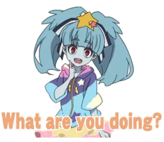 😯 What are you doing? Аниме, Стикер, Вопрос, Мультфильм, Милый, Зомби telegram sticker
