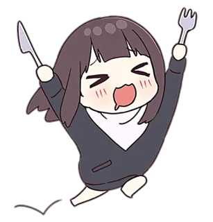 🍴 anime, chibi, cute, food, hungry, cheerful telegram sticker