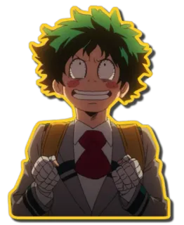 😆 Izuku Midoriya My Hero Academia アニメ, マンガ, ヒーロー, 学生, 興奮, デク telegram sticker