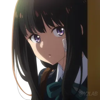 👀 Anime, Garota, Fofa, Cabelo Preto, Uniforme Escolar telegram sticker