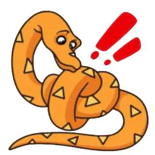 😕 serpente, arancione, cartone animato, rettile, animale, triangolo telegram sticker