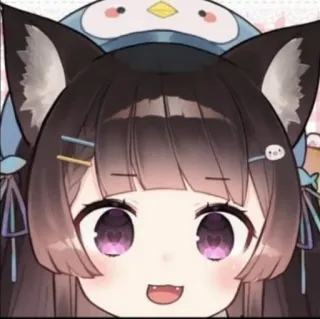 😃 Anime, Orejas de gato, Gorro de pingüino, Lindo, Kawaii telegram sticker