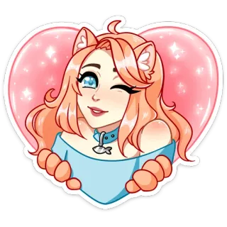 ❤️ Cartoon, Katzenmädchen, Anime, Sticker, Süß, Kawaii telegram sticker