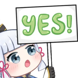 ✅ YES! sim, positivo, concordância, animado, fofo, anime, personagem telegram sticker
