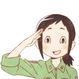 🎖 salut, animé, uniforme, fille, militaire telegram sticker