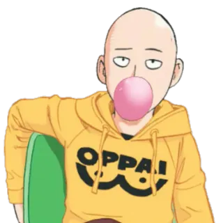 😐 Saitama One-Punch Man OPPAI! Аниме, Ванпанчмен, Сайтама, Герой, Оппай, Манга, Лысый whatsapp sticker