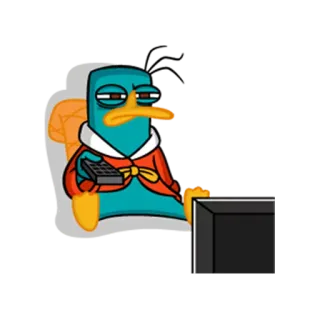 😌 Perry the Platypus Phineas and Ferb ornitorinco, cartone animato, agente, tv, guardando telegram sticker