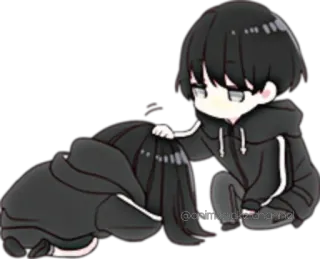 😝 anime, chibi, cute, sad, comfort telegram sticker