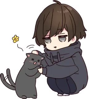 😍 Cartoon, Anime, Kat, Schattig, Chibi, Personage, Sticker telegram sticker