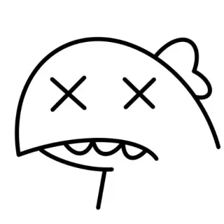 😵 personnage, dessin animé, monstre, yeux en X whatsapp sticker