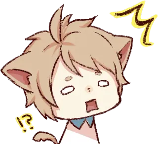 😵 Аниме, Кот, В шоке, Восклицание, Вопрос, Мультфильм, Наклейка, Милый telegram sticker