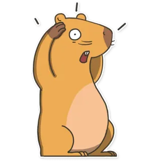 😦 животное, капибара, стикер, в шоке, удивлен whatsapp sticker