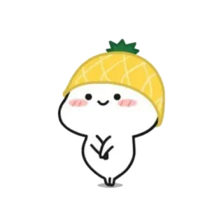 🪐 carino, kawaii, ananas, cappello, cartone animato, adesivo telegram sticker