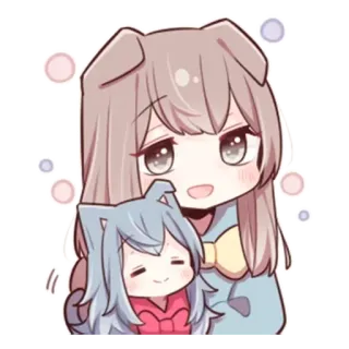 🦋 Chica anime, Chibi, Lindo, Kawaii, Dibujos animados, Sticker, Orejas de perro, Gato, Lazo telegram sticker