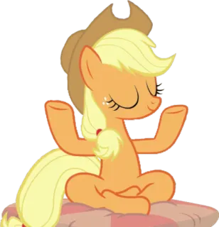 😌 Applejack My Little Pony pony, meditation, cartoon, applejack, yoga, animated telegram sticker