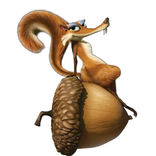 👸 Scrat Ice Age tupai, biji pohon oak, lucu, animasi, kartun telegram sticker