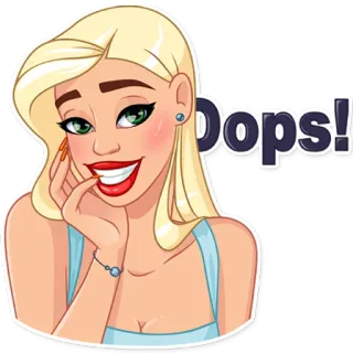 😬 Oops! блондинка, женщина, ой, стикер, мультфильм telegram sticker