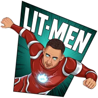 🔋 LIT-MEN lit men, superhero, cartoon, character, sticker whatsapp sticker