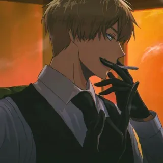 🚬 fumar, cigarrillo, hombre, estilo anime telegram sticker