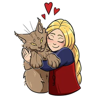 ❤️ kucing, gadis, hati, peluk, cinta whatsapp sticker