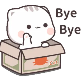 🙂 Bye Bye Katze, Kiste, süß, winkend, Cartoon, Tier, Abschied telegram sticker