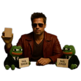 💇 PAUL
SENIOR
PAUL
JUNIOR Brad Pitt, Clube da Luta, Pepe the Frog, Meme, Paul Senior, Paul Junior, Jaqueta de couro telegram sticker