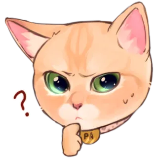 🤔 แมว, คิด, คำถาม, น่ารัก, สัตว์เลี้ยง, สัตว์ telegram sticker