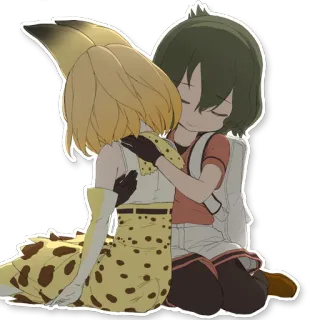 ❤ Anime, Personagem, Abraço, Amizade, Fofo, Desenho animado telegram sticker
