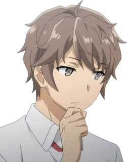 🤔 Sakuta Azusagawa Rascal Does Not Dream of Bunny Girl Senpai 动漫, 沉思, 思考, 角色, 学校 telegram sticker
