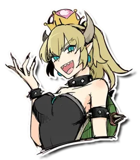 😈 Bowsette Bowsette, Mario, Personagem, Fanart, Estilo Anime, Garota Monstro telegram sticker