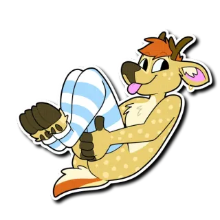 😛 cerf, poilu, dessin animé, animal, mignon, bois, chaussettes telegram sticker