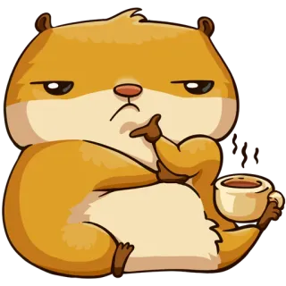 😐 仓鼠, 动物, 可爱, 咖啡, 情绪化, 表情, 搞笑 whatsapp sticker