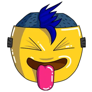 😝 Emoji, Divertente, Cartone animato, Espressione, Lingua, Stupido, Personaggio whatsapp sticker