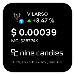 📊 VILARSO
+3.47%
$ 0.00039
MC: $387.74K
nine candles
20:29, Thu, 10.07.2025 (GMT +0) finance, stock, cryptocurrency, market, investment, trading, data, digital telegram sticker