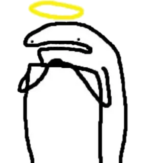 😇 florkofcows, cartoon, stick figure, angel, halo telegram sticker