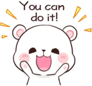 ✊ You can do it! 곰, 격려, 동기 부여, 귀여운, 긍정적인 telegram sticker