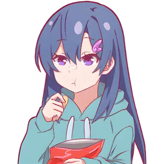 😋 Anime, Gadis, Makan, Cemilan, Lucu, Kartun telegram sticker