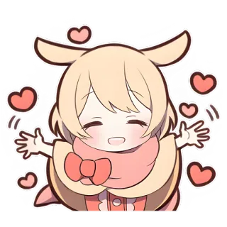 ❤️ Аниме, Милый, Каваий, Сердечки, Мультфильм, Иллюстрация, Наклейка telegram sticker