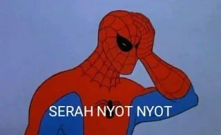 🕸 Spider-Man SERAH NYOT NYOT mème, frustré, super-héros, Marvel whatsapp sticker