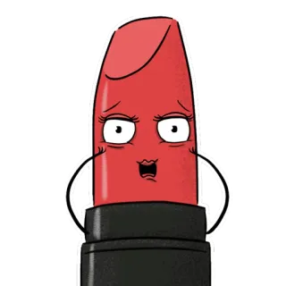 😱 rossetto, trucco, cartone animato, cosmetici, bellezza, illustrazione, personaggio whatsapp sticker