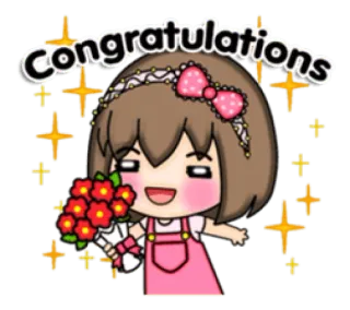 💐 Congratulations congratulations, celebration, greeting, cartoon, girl, flowers telegram sticker