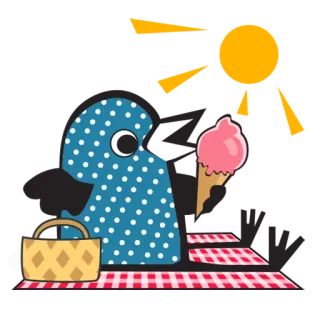 🍦 Cartone animato, Gelato, Picnic, Carino, Dolce, Cesto telegram sticker