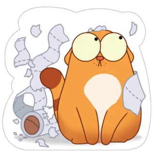 😬 Katze, Aufkleber, Cartoon, Haustier, Tier, Toilettenpapier telegram sticker