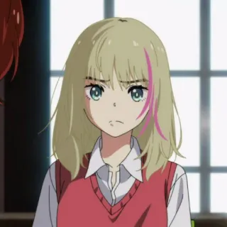 🍒 Anime, Ragazza, Uniforme scolastica, Capelli biondi, Cartone animato telegram sticker