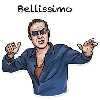 😃 Bellissimo 男性, サングラス, イタリア語, bellissimo, 表情, クール, ジェスチャー telegram sticker