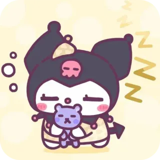 ❤ Kuromi Kuromi, Sanrio, dibujos animados, lindo, durmiendo, kawaii, anime telegram sticker