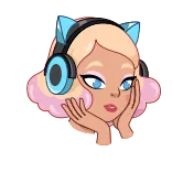 🤑 fille, écouteurs, mignon, art numérique, kawaii, animé whatsapp sticker