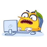 🤬 cartoon, lemon, computer, typing, funny, sticker telegram sticker