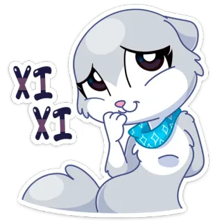 😞 Xi Xi cute, cartoon, kawaii, cat, sticker, emoticon, expression telegram sticker