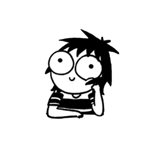 😄 cartoon, character, black and white, illustration, cute telegram sticker